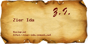 Zier Ida névjegykártya